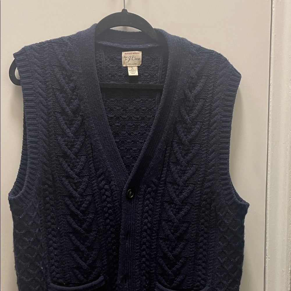 J. Crew Dark Blue Men's Cable Knit Vest